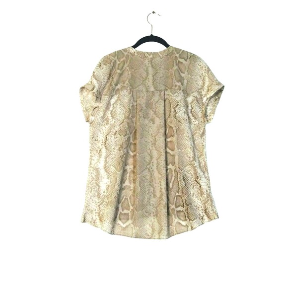 Tahari Top Women's S Snakeskin Button Up Short Sleeve Taupe White Quiet Luxury - Picture 3 of 9